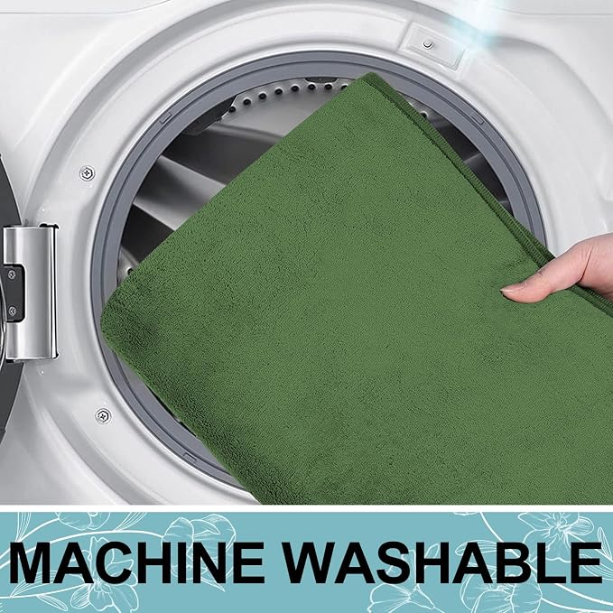 Smiry Memory Foam Bath Mat 30x20, Extra Soft and Absorbent Bathroom Rugs | Olive Green, Quick Dry Machine Washable Non-Slip Bath Mat for Bathroom Floor, Shower and Tub