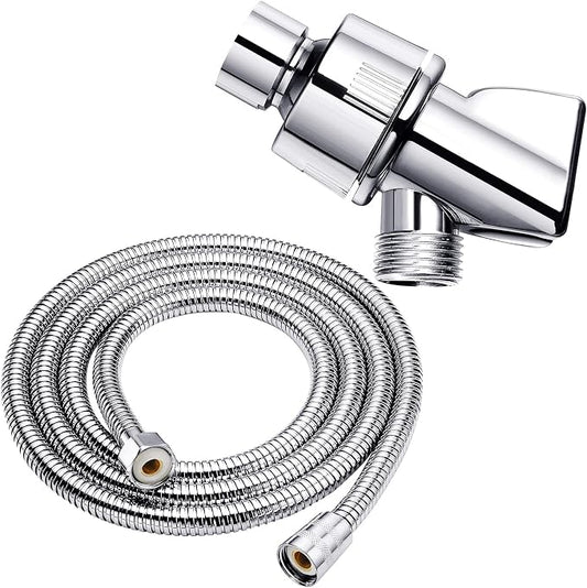 Chrome Shower Head Holder & Mount, Stainless Steel Hose, Handheld Shower Arm, Flexible Showerhead Replacement