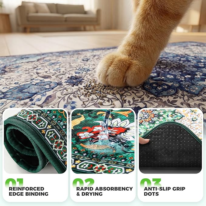 Hompet Cat Litter Mat 2 Pack, 18x54 Large Machine Washable Trapping Mats for Cats, Super Absorbent & Urine-Proof Cat Litter Box Mat for Floor, Waterproof & Non Slip Kitty Litter Rug