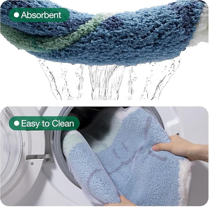 LUMI Cute Animal Bathroom Rugs, Plush Absorbent Bath Mats for Bathroom, Non-Slip Backing Washable Bath Mat, Ideal for Shower Sink Bathtub Room Decor, 20"x33", Blue Sea Turtle