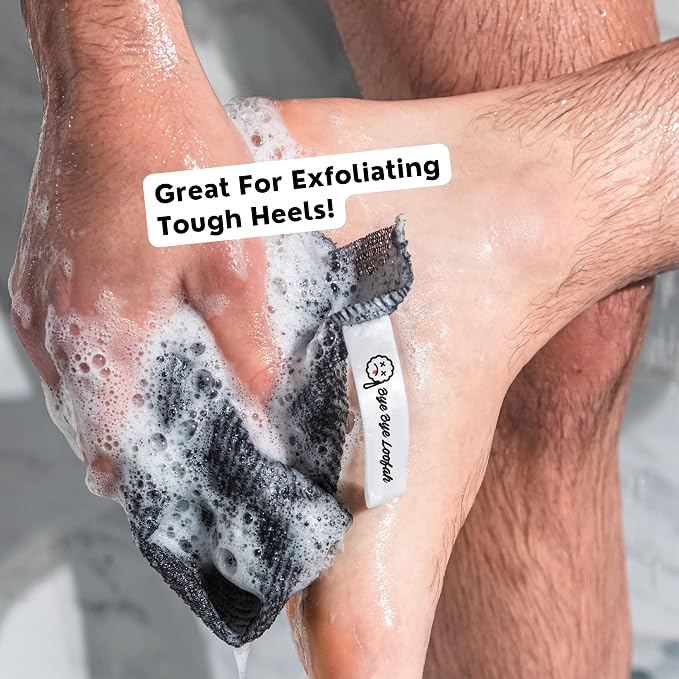 Extra Rough Exfoliating Washcloth, Extreme Body & Back Scrubber for Shower | Extra Long, Hygienic Exfoliator Wash Cloth, Men or Women, 2 Count Pack, 1 Black & 1 Grey Color, Bye Bye Loofah