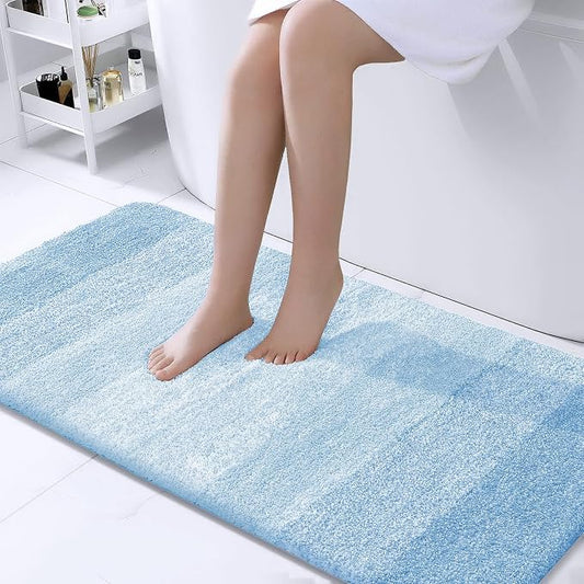OLANLY Bathroom Runner Rug 44x24, Extra Soft Absorbent Microfiber Bath Rugs | Sky Blue, Non-Slip Quick-Drying Rubber Backing, Washable Long Bath Mat for Floor, Tub and Shower, Home Decor