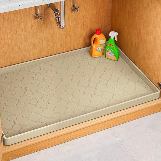 Jin&Bao Waterproof Under Sink Mat 22" x 19", Thick Silicone Mat Cabinet Protector for Kitchen and Bathroom, Shelf Liner, Home Organizer and Storage, Multipurpose Tray for Gadgets and Essentials