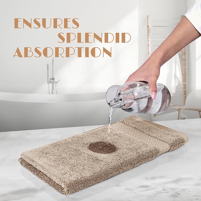 White Classic Taupe Hand Towels for Bathroom [12 Pack] Cotton Hand Towel Bulk for Gym, Kitchen and Spa, 16x27 Inches Soft Highly Absorbent Quick Dry Terry Salon Towels