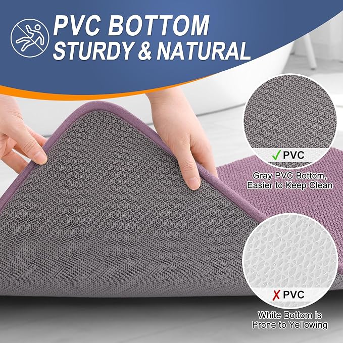 OLANLY Thick Memory Foam Bathroom Rugs 30x20, Absorbent Bath Mat, Deep Plum | Soft Quick Dry Bath Rugs, Non-Slip, Machine Washable Carpet for Bathroom Floor, Tub and Shower, Home Decor Accessories