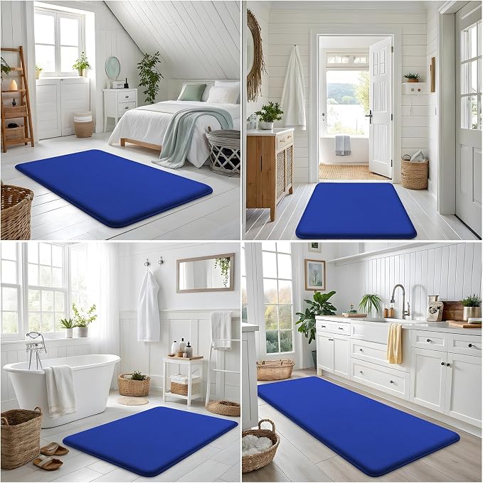 Smiry Memory Foam Bath Mat 36x24, Extra Soft and Absorbent Bathroom Rugs | Royal Blue, Quick Dry Machine Washable Non-Slip Bath Mat for Bathroom Floor, Shower and Tub