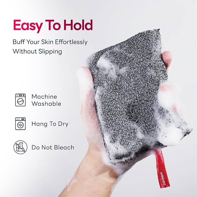 Exfoliating Body Scrubber, Large Bath and Body Scrub Buffer, Dual Texture Body Exfoliator for Remove Dead Skin, Soft and Rough Lightweight Square Sponge for Shower (2 Pack)