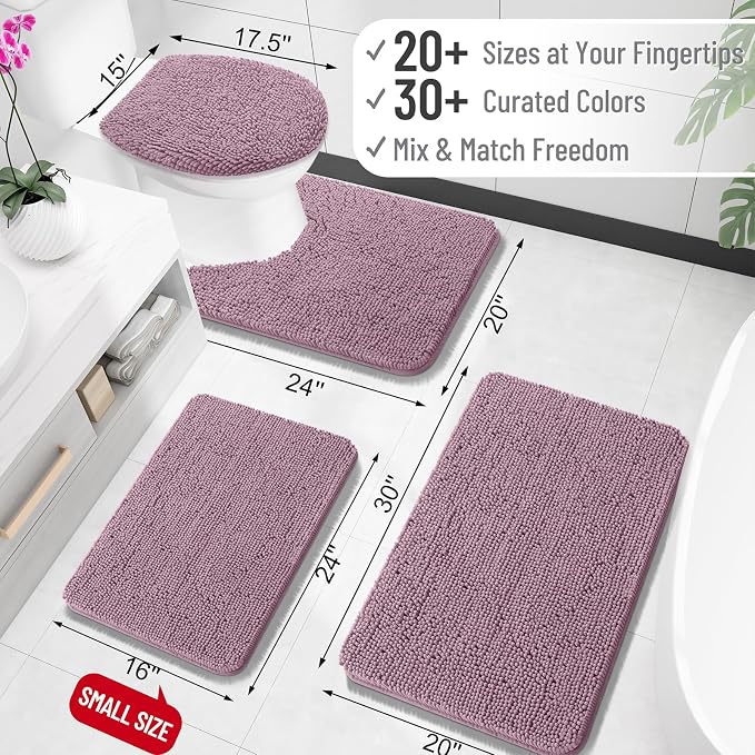 OLANLY Bathroom Rugs 35x24, Extra Soft Absorbent Chenille Bath Rugs | Deep Plum, Quick-Drying Rubber Backing, Machine Washable Bath Mat for Bathroom Floor, Tub and Shower, Home Decor Accessories