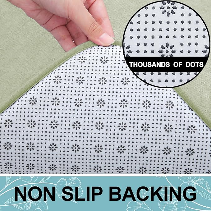 Smiry Memory Foam Bath Mat 36x24, Extra Soft and Absorbent Bathroom Rugs | Sage Green, Quick Dry Machine Washable Non-Slip Bath Mat for Bathroom Floor, Shower and Tub
