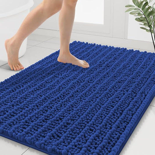 Smiry Bathroom Rugs 40X32, Extra Soft Rubber Backing Chenille Bath Mats | Royal Blue Machine Washable Non Slip Quick Dry Bath Mats for Bathroom Floor, Tub, Shower, Home Decor Accessories