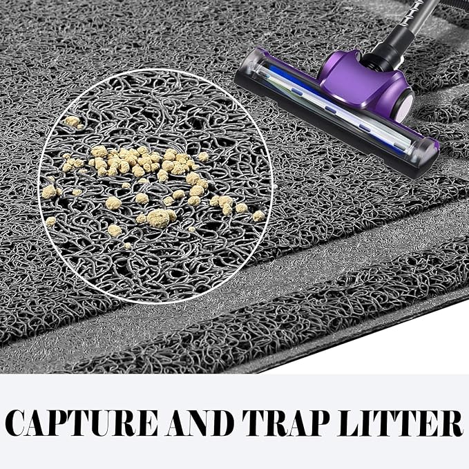 UPSKY Large Cat Litter Mat Trapper 35"×23", Waterproof, Non-Slip, Gray | Large Litter Box Mat, Foldable Trapping Mat, Anti-slip Design, For Cat Litter Boxes and Sensitive Paws, Easy to Clean