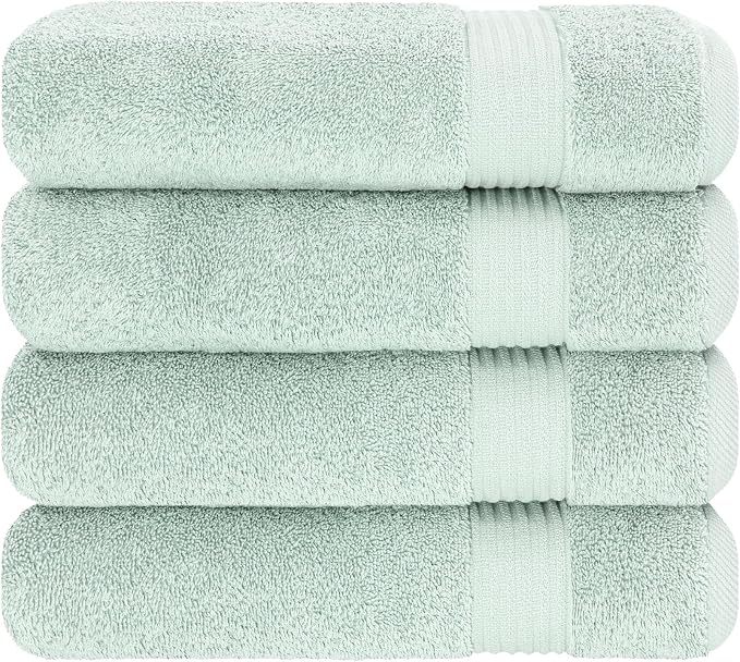 Cotton Paradise 100% Cotton Turkish Towel Set, Soft Absorbent Quick Dry, 4 Piece Bath Towel Set, Mint Green
