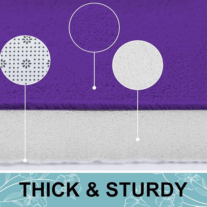 Smiry Memory Foam Toilet Rugs 24x20, Extra Soft Absorbent Bathroom Rugs | Dark Purple, Quick Dry Machine Washable Non-Slip Contour Bath Mat for Toilet