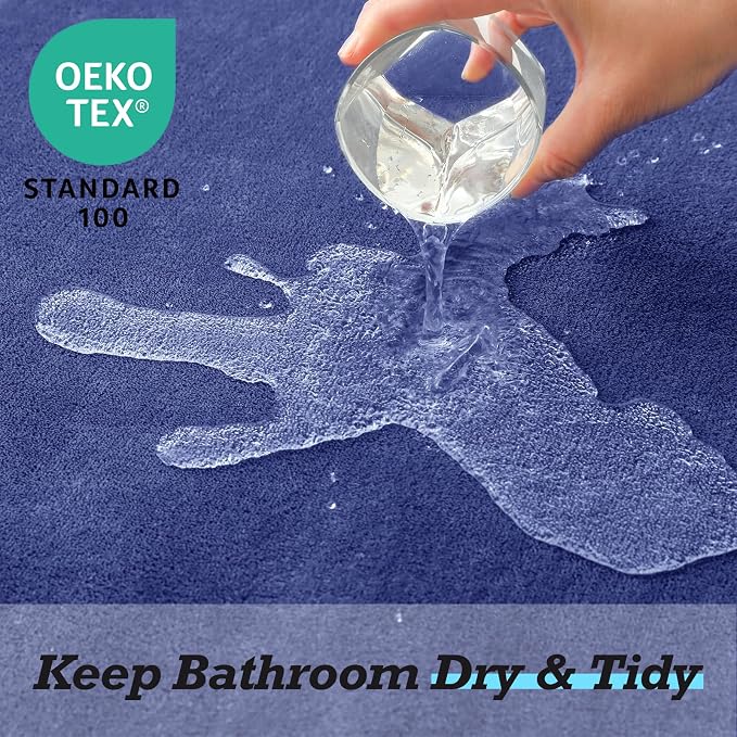 HUXMEYSON Bathroom Rugs Sets 2 Piece, Non-Slip & Quick Dry Bath Mat Set, Ultra Soft Velvet Bath Rugs for Bathroom, Toilet and Shower Floor, Royal Blue