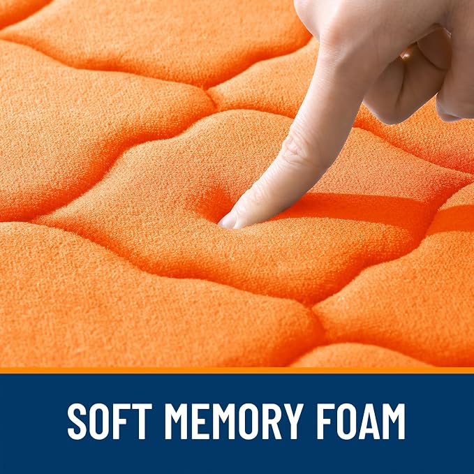 OLANLY Memory Foam Bath Mat Rug 44x24, Ultra Soft Bathroom Rugs, Orange | Thick Absorbent Carpet, Non-Slip Backing, Machine Washable, for Bathroom Floor, Tub, Shower and Home Decor Accessories