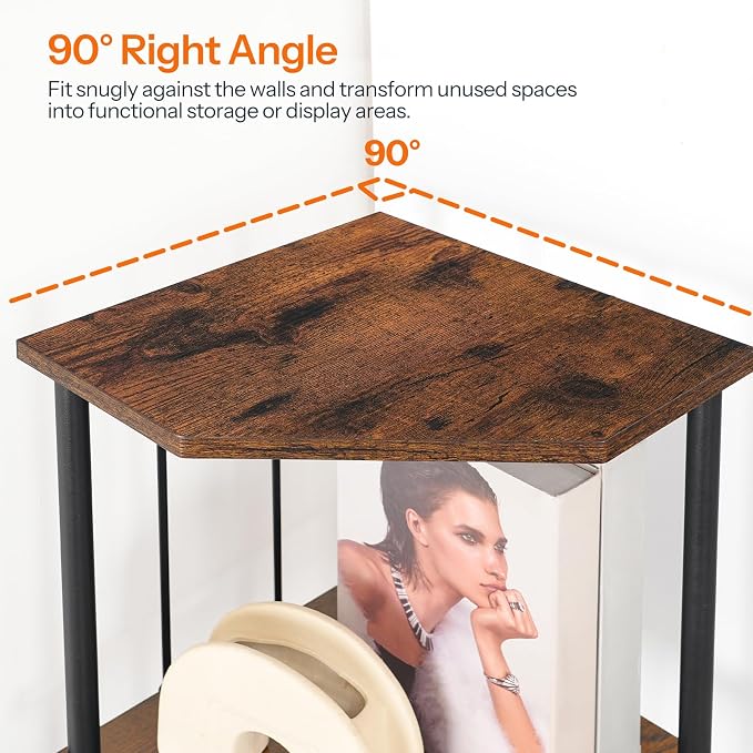 HOOBRO 5-Tier Corner Shelf Stand, Industrial 58.3" Corner Shelf, Corner Bookshelf Storage Stand, Tall Display Shelf Plant Stand for Small Space, Bathroom, Living Room Decor, Rustic Brown BF93CJ01