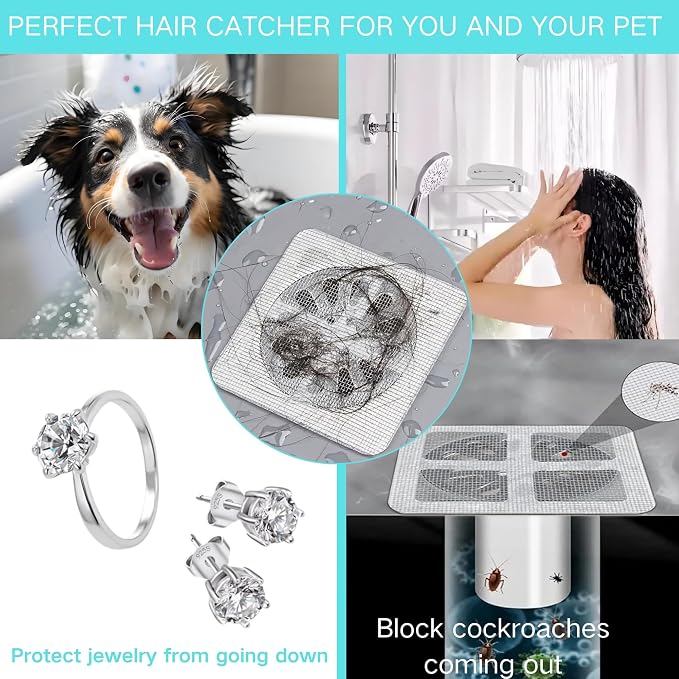 20 Pcs Disposable Shower Drain Hair Catcher Mesh Stickers | Bathroom Drain Trap Fine Mesh, Kitchen Drain Strainer, Fits Dishwasher, Fits Microwave, Freezer, Refrigerator