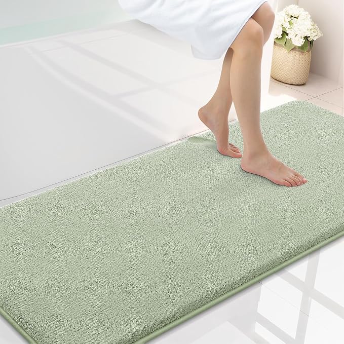 Smiry Memory Foam Bath Mat 59x24, Extra Soft Absorbent Bathroom Rugs | Sage Green Quick Dry, Machine Washable Bath Mats for Bathroom, Shower, Tub and Home Decor Accessories