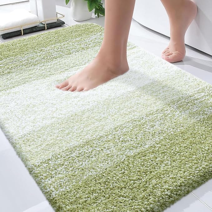 OLANLY Bathroom Rugs Mat 34x21, Extra Soft Absorbent Microfiber Bath Rugs | Mustard Yellow, Non-Slip Quick-Drying Rubber Backing, Washable Bath Mat for Floor, Tub and Shower, Home Decor Accessories