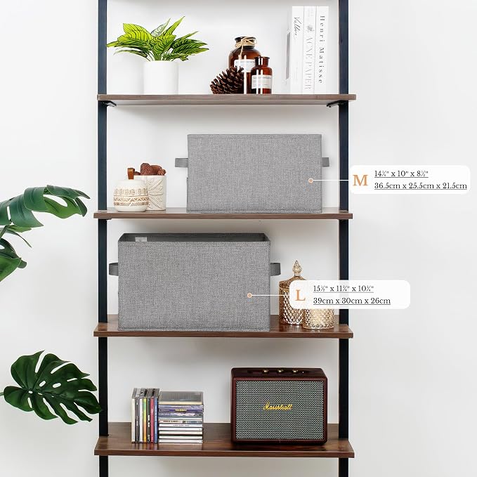 GRANNY SAYS Storage Basket for Shelves, Closet Clothes Bins with Label Holders, Fabric Storage Bins, Clothes Storage and Organizers, Dark Gray, Medium, 3-Pack