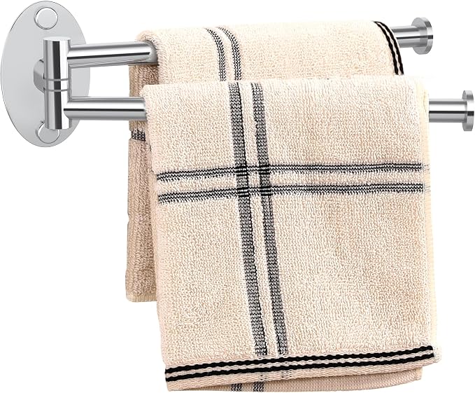 KES Swivel Towel Bar for Bathroom 9-Inch Kitchen Swing Out Double Towel Bar 2-Arm Kitchen Wall Mounted SUS 304 Stainless Steel Polished, A2106S23