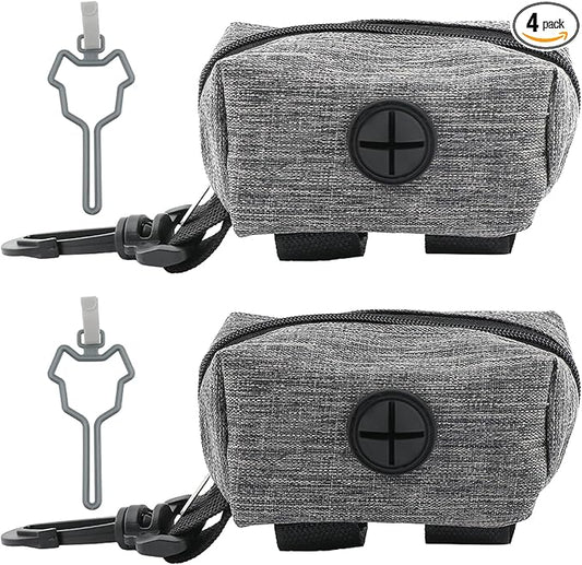 2pcs Dog Poop Bag Holder with 2 Hands-free holder Poop Bag Dispenser Pet Dog Waste Bag Dispenser Leash Attachment Fits Any Dog Leash for Dog Cat and Other Pets(Gray)