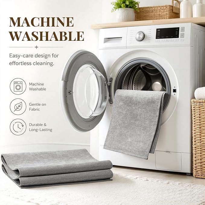 UKISS 2PCS Large Bath Mats, Shiny Chenille, Non Slip Bath Rug Set, Ultra-Absorbent Bath Mats for Bathroom Decor, Extra Soft Floor Kitchen Rugs,Washable Mat Quick Dry, 20" x 32" + 20" x 50", Gray