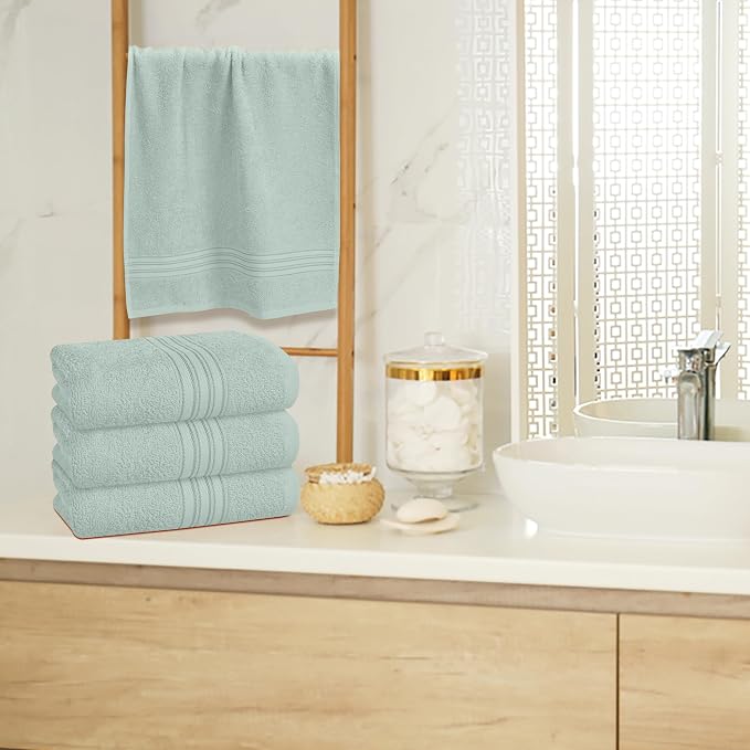 BOUTIQUO Ultra Soft Cotton 6 -Piece Hand Towel Set 16x24 Inch, Ideal for use in Bathroom, Kitchen, Gym, Spa & General Cleaning, Compact & Lightweight Multi Purpose Hand Towels - Sea Green