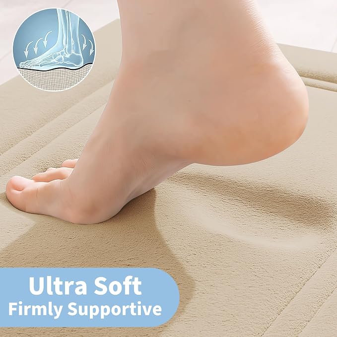 Cupic Cupid Memory Foam Bath Mat 24"×20", U-Shaped Bathroom Rugs，Deep Khaki | Soft Touch, Cushioned Comfort, Non Slip Bathroom Mat, Super Absorbent & Quick Dry, Machine Washable for Shower, Tub & Vanity