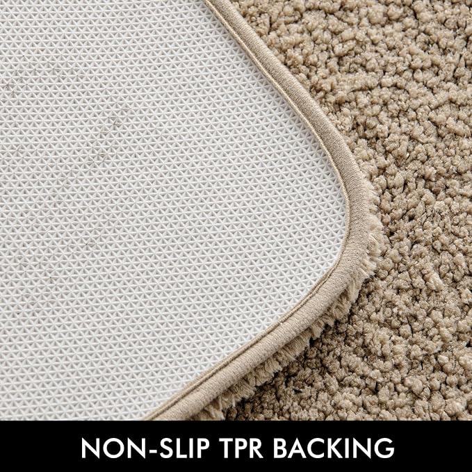 MIULEE Tan Bathroom Rugs Set 2 Piece Soft Bath Mats 20x20+20x32 Inch | Absorbent Microfiber Bath Mat and U-Shaped Toilet Rug, Non Slip, Quick Dry, for Bathroom Floor Tub Showers, Machine Washable