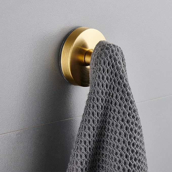 Suction Cup Hooks for Shower, Wreath Hangers for Front Door, Glass Door & Window - Strong Towel, Bath Robe, Loofah Hook Holder for Hanging up to 15 lbs - Waterproof (Gold, 4 Pack)