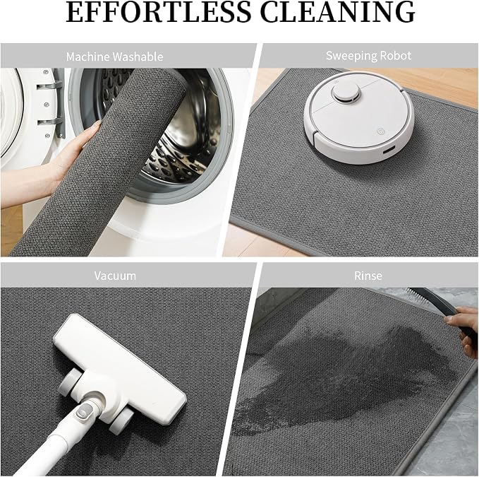 YIHOUSE Long Large Bathroom Rugs Sets 2 Piece, Quick Dry Thin Bath Mat, Non Slip Absorbent Machine Washable, Bath Runner Rug for Tub Sink Home Decor (24"x36" + 24"x59",Dark Gray)