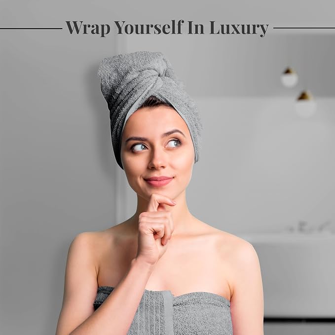 4 Piece Extra Large Bath Towels 30 x 60 Inches, Cool Grey | 100% Cotton, Larger & Lighter Weight, Quicker to Dry, Super Soft and Absorbent, Perfect for Bathroom