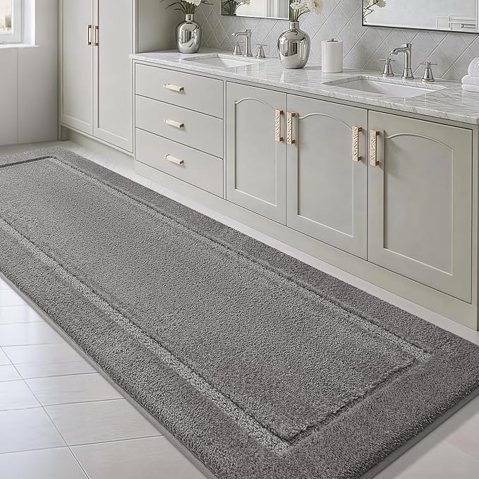 IM HOME Bathroom Rugs 48"x24", Ultra Soft Thick Plush Fluffy Microfiber Absorbent Bath Mat, Non-Slip Backing, Machine Washable Bath Mats for Bathroom Floor, Tub and Shower, Charcoal Gray