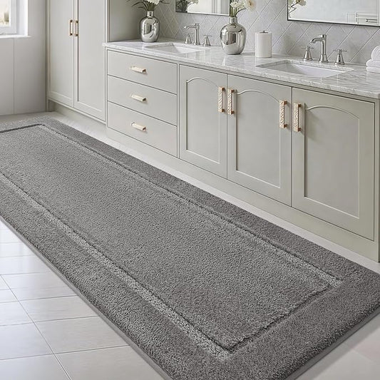 IM HOME Bathroom Rugs 48"x24", Ultra Soft Thick Plush Fluffy Microfiber Absorbent Bath Mat, Non-Slip Backing, Machine Washable Bath Mats for Bathroom Floor, Tub and Shower, Charcoal Gray