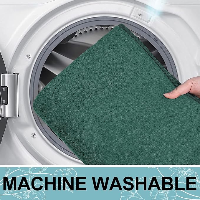 Smiry Memory Foam Bath Mat 36x24, Extra Soft and Absorbent Bathroom Rugs | Green, Quick Dry Machine Washable Non-Slip Bath Mat for Bathroom Floor, Shower and Tub
