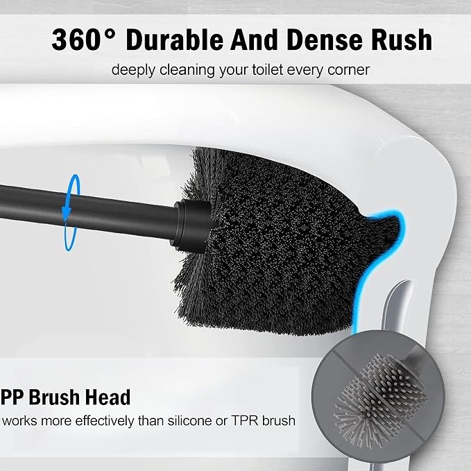 Metal Toilet Bowl Brush with Holder Premium Bathroom Cleaning Set Rustproof Hygienic Durable Elegant Finish