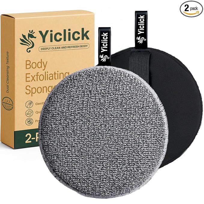 Exfoliating Body Scrubber (2 Pack), Body Exfoliator Scrubber, Exfoliating Sponge for Shower Bath, Shower Loofah Luffa Lufa with Handle, Dead Skin Exfoliator for Body Scrub, Men Women