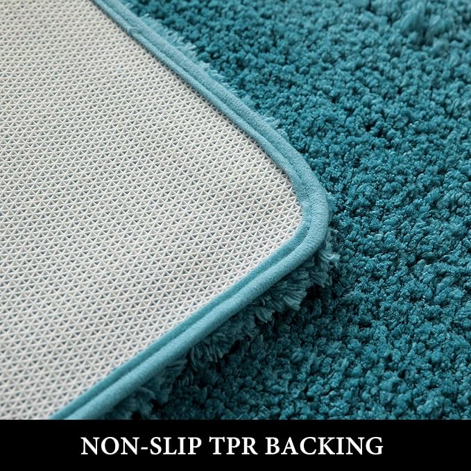 MIULEE Teal Soft Bathroom Rugs Set 2 Piece Soft Bath Mats 24x36 Inch | Soft Absorbent Microfiber Bath Rugs, Non Slip, Quick Dry, Fluffy Bath Rugs for Bathroom Floor Tub Showers, Machine Washable
