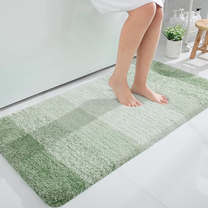OLANLY Bathroom Runner Rug 44x24, Extra Soft Absorbent Microfiber Bath Rugs | Sage Green, Non-Slip Quick-Drying Rubber Backing, Washable Long Bath Mat for Floor, Tub and Shower, Home Decor