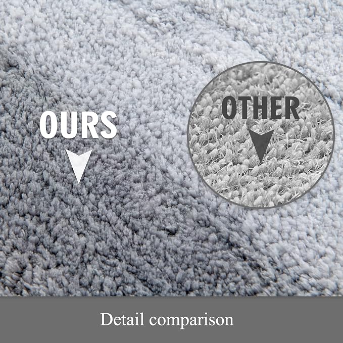 3 Pcs Ombre Bath Mat Set for Bathroom, Non Slip Ultra Soft and Thick Water Absorbent Bath Carpet, Machine Washable & Quick Dry Bathroom Rug, for Bedroom Door Living Room,Grey
