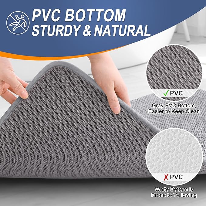 OLANLY Thick Memory Foam Bathroom Rugs 35x24, Soft Absorbent Bath Mat, Grey | Quick Dry Bath Rugs, Non-Slip Carpet, Machine Washable Mats for Bathroom Floor, Tub and Shower, Home Decor Accessories