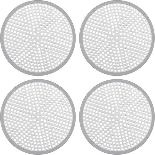 Ohtomber 4PCS 4.72" Stainless Steel Shower Drain Hair Catcher, Silicone Rim | Fine Mesh Hair Trap, Anti-Clog, Silicone Rim, Rust Proof, Fits Shower Bathtub Sink Floor Drains, Easy Disassembly & Cleaning