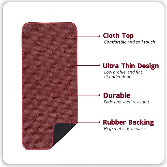 Bosap Bath Mat,Ultra Thin Bathroom Runner Rugs,Large Bath Mats for Bathroom | Quick Dry,Non-Slip,Machine Washable,Low Pile,Bath Rug,Shower Outside,Sink,Home Decor Accessories.Red,1'9"x3'11"(21x47inch)