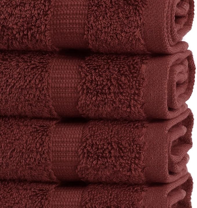 Chakir Turkish Linens 100% Cotton 12-Pack Washcloths 13x13, Cranberry | 100% cotton washcloths, 12-pack 13x13, OEKO-TEX certified, soft absorbent face towels