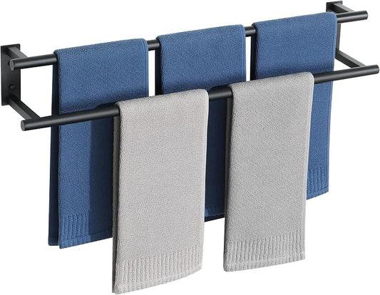 Alise Bathroom Double Towel Bars Wall Mount 28'' Towel Holder Towel Racks for Bathroom,SUS304 Stainless Steel Towel Hanger Towel Rails,Matte Black