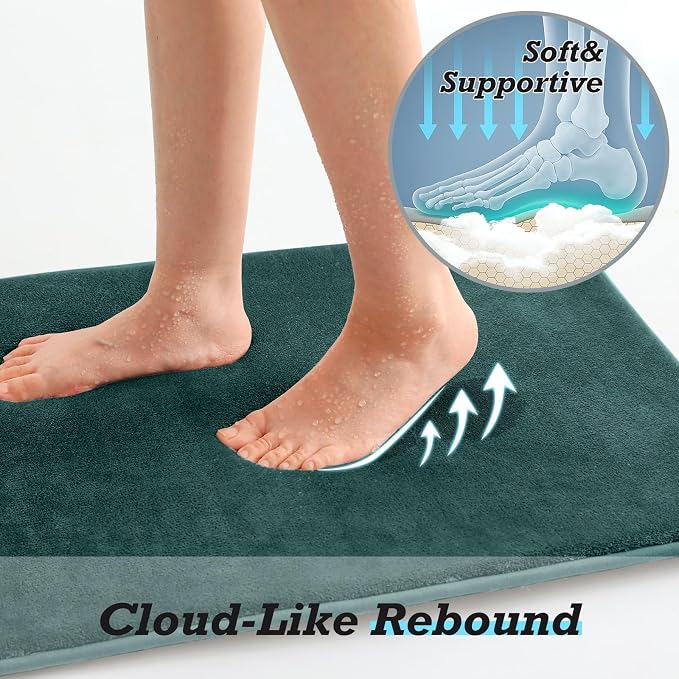 Bathroom Rugs Sets 3 Piece, Non-Slip & Quick Dry Bath Mat Set, Ultra Soft Velvet Bath Rugs for Bathroom, Toilet and Shower Floor, Peacock Blue