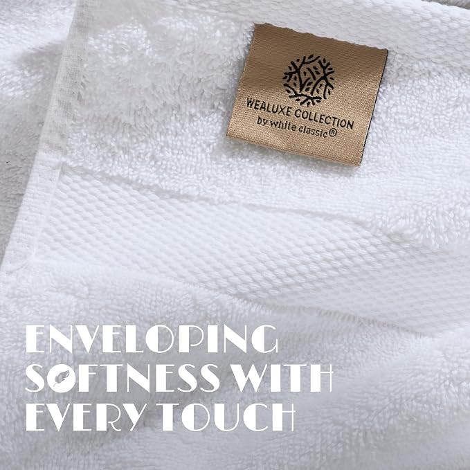 White Hand Towels Set for Bathroom, 12 Pack - Cotton Hand Towel Set for Gym, Kitchen and Spa, 16x27 Inches Soft Highly Absorbent Quick Dry Terry Salon Towels