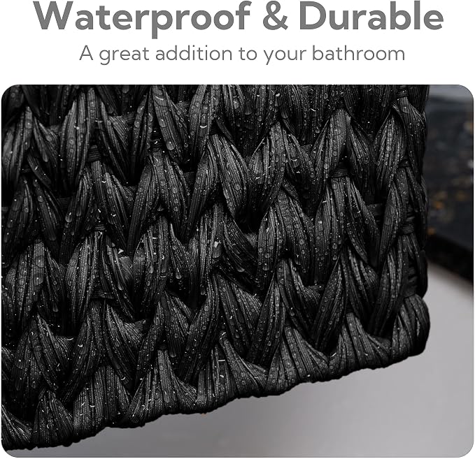 GRANNY SAYS Wicker Baskets for Organizing, Wicker Storage Basket for Shelf, Woven Baskets Oraganizer, Waterproof Vanity Basket for Towel, Home Organization, Black, 3-Pack