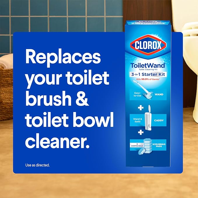 Clorox ToiletWand Toilet Bowl Cleaner- Toilet Brush, Storage Caddy and 16 Disinfecting Refill Heads